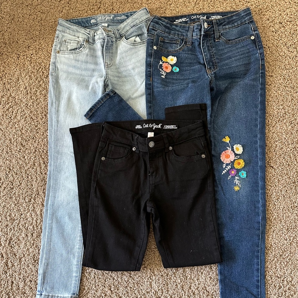 Girls Jeans - Black, Blue, and Light Blue. Cat and Jack brand